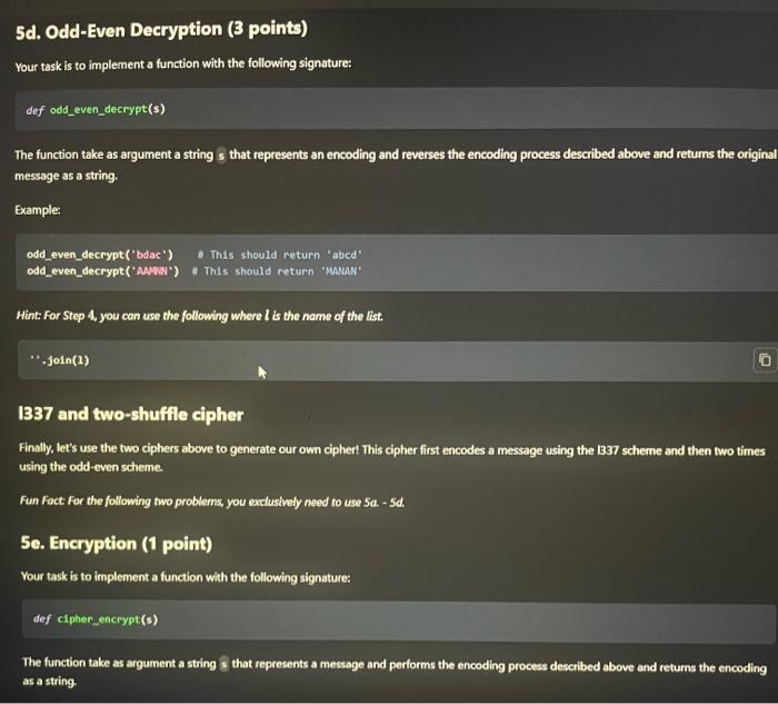 Solved 5. Implement cipher.py Ciphers are programs for | Chegg.com