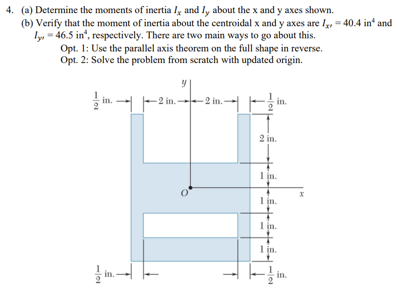 Solved (a) ﻿Determine the moments of inertia Ix ﻿and Iy | Chegg.com