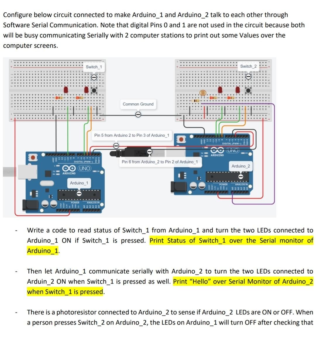 Configure below circuit connected to make Arduino_1 | Chegg.com