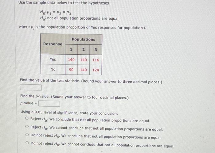 Solved Use the sample data below to test the hypotheses | Chegg.com