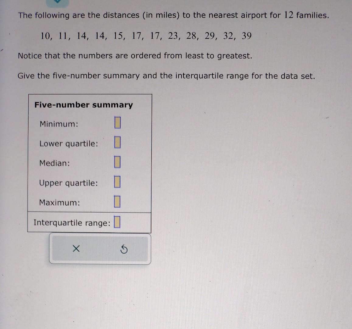 Solved The following are the distances (in miles) to the | Chegg.com