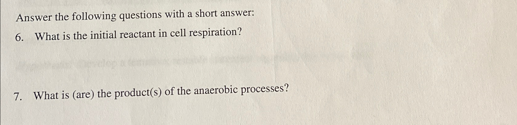 Solved Answer the following questions with a short answer:6. | Chegg.com