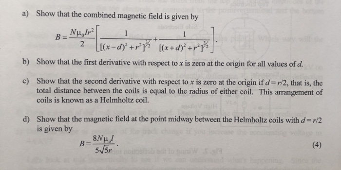 Solved 2) The magnetic field along the axis of a circular | Chegg.com