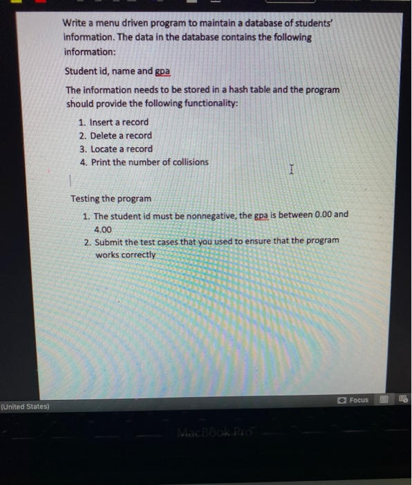 Solved Write a menu driven program to maintain a database of | Chegg.com