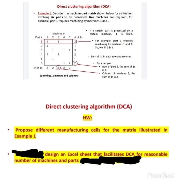 Solved Direct clustering algorithm (DCA) Example 1: Consider | Chegg.com