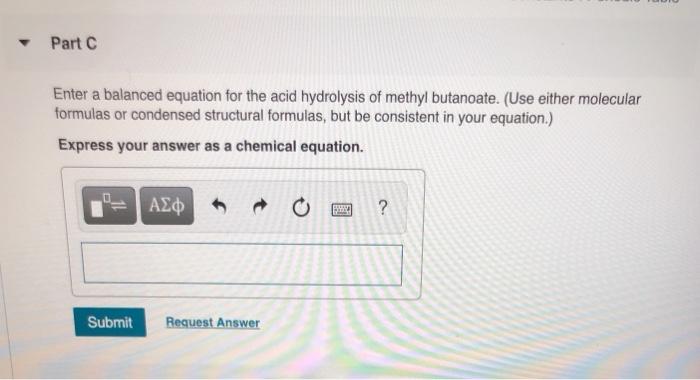 Solved Part C Enter a balanced equation for the acid | Chegg.com