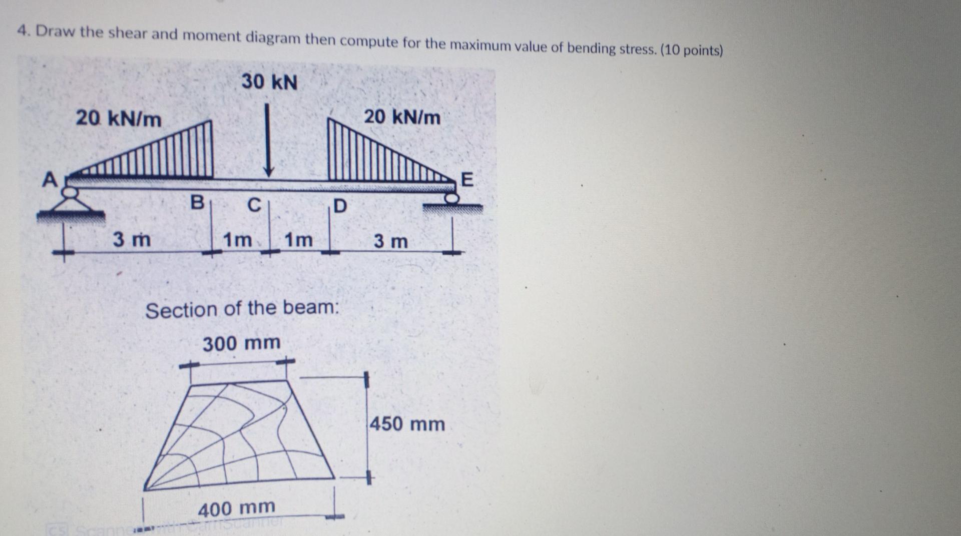 [Solved] 4. Draw the shear and moment diagram the