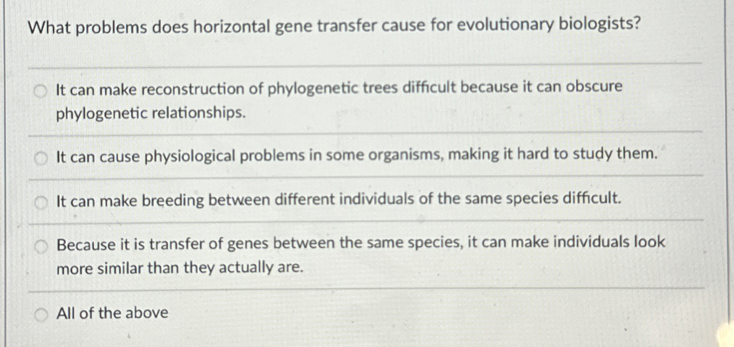Solved What problems does horizontal gene transfer cause for | Chegg.com