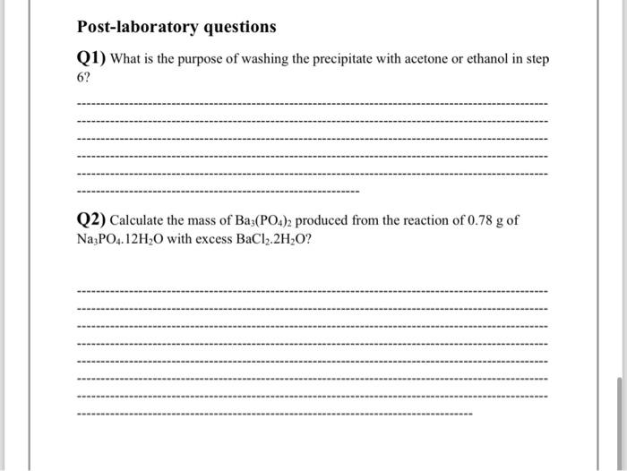 Solved Post-laboratory questions Q1) What is the purpose of | Chegg.com