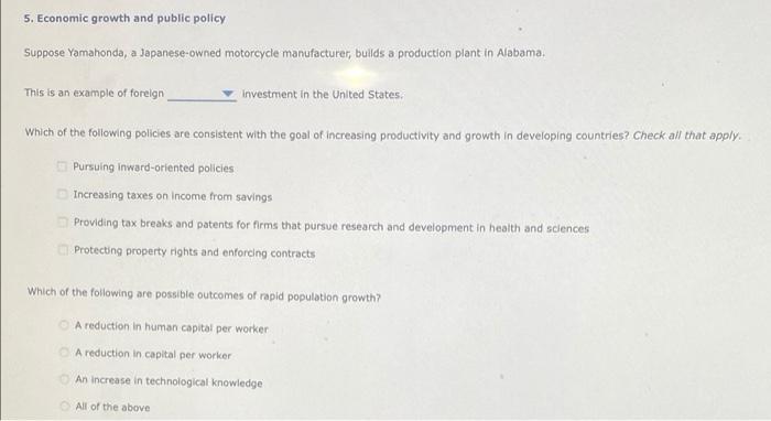 Solved 5. Economic growth and public policy Suppose | Chegg.com