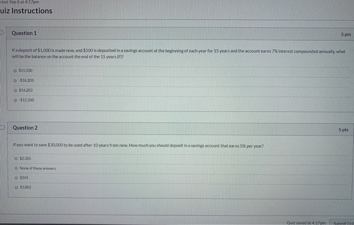 Solved ted: Sep 17pm ruiz Instructions Question 1 5 pts If a | Chegg.com