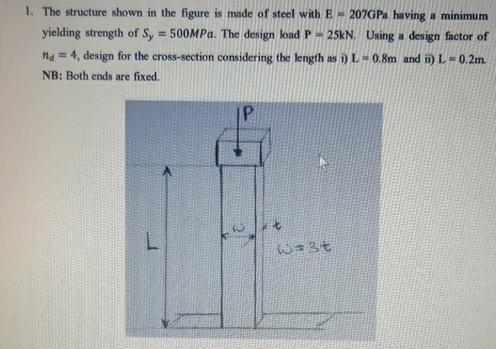 Solved 1. The structure shown in the figure is made of steel | Chegg.com