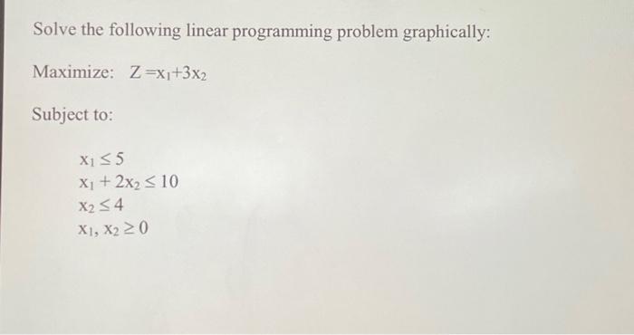 Solved Solve the following linear programming problem | Chegg.com