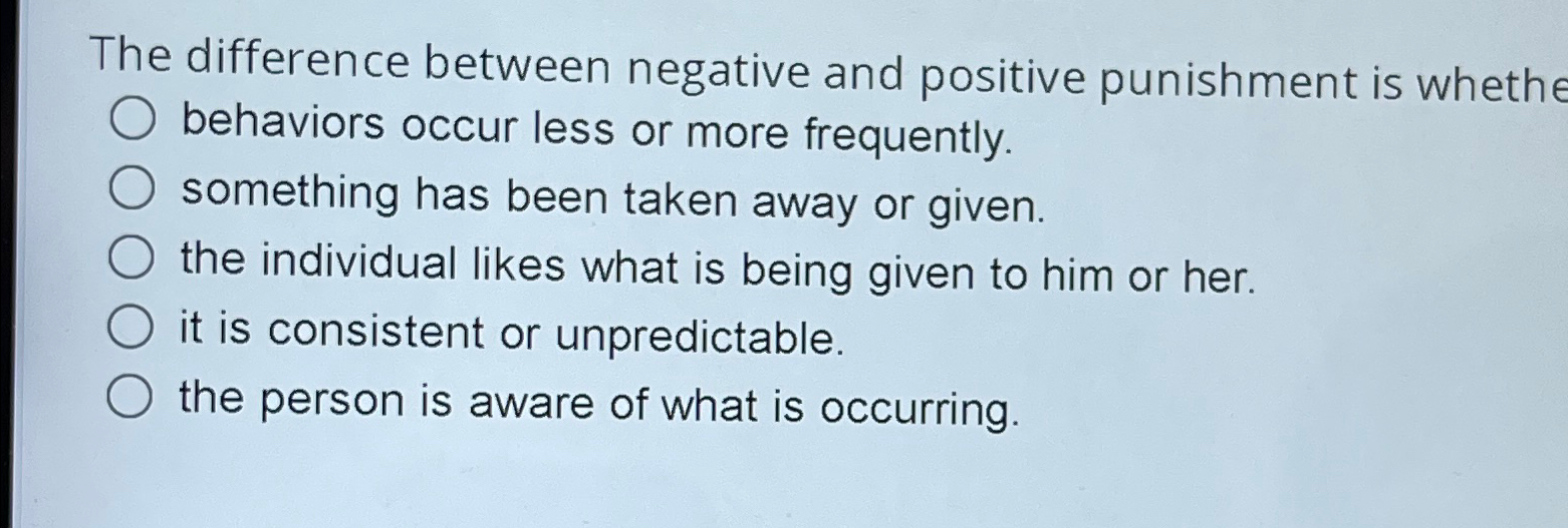 Solved The difference between negative and positive | Chegg.com