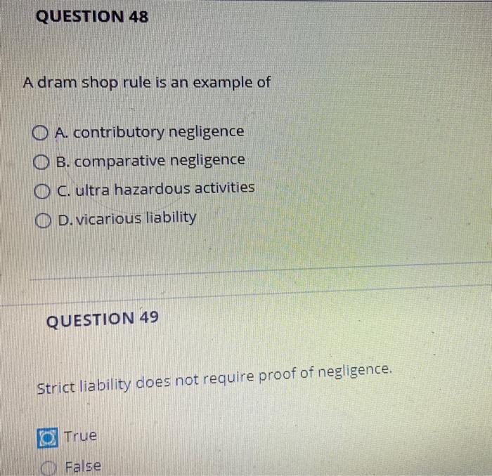 Solved Negligence requires A. a duty of due care that the | Chegg.com
