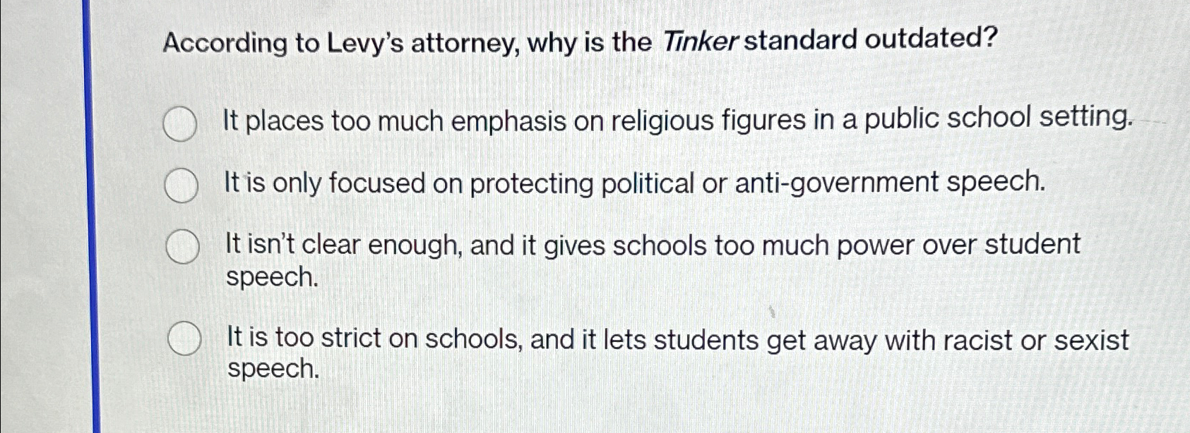 Solved According to Levy's attorney, why is the Tinker | Chegg.com