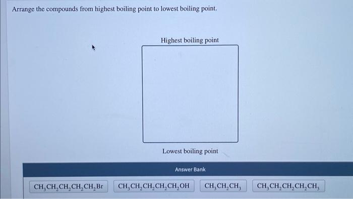 Solved Arrange the compounds from highest boiling point to | Chegg.com