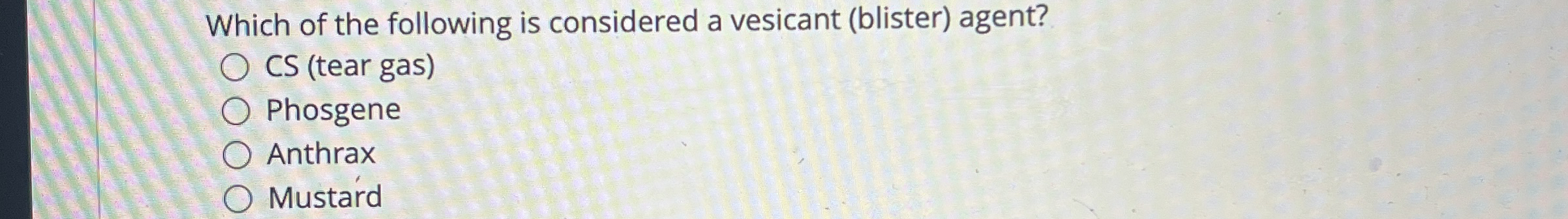 Solved Which of the following is considered a vesicant | Chegg.com