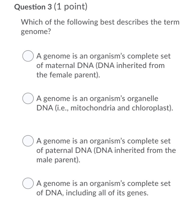 Solved Question 3 (1 point) Which of the following best | Chegg.com