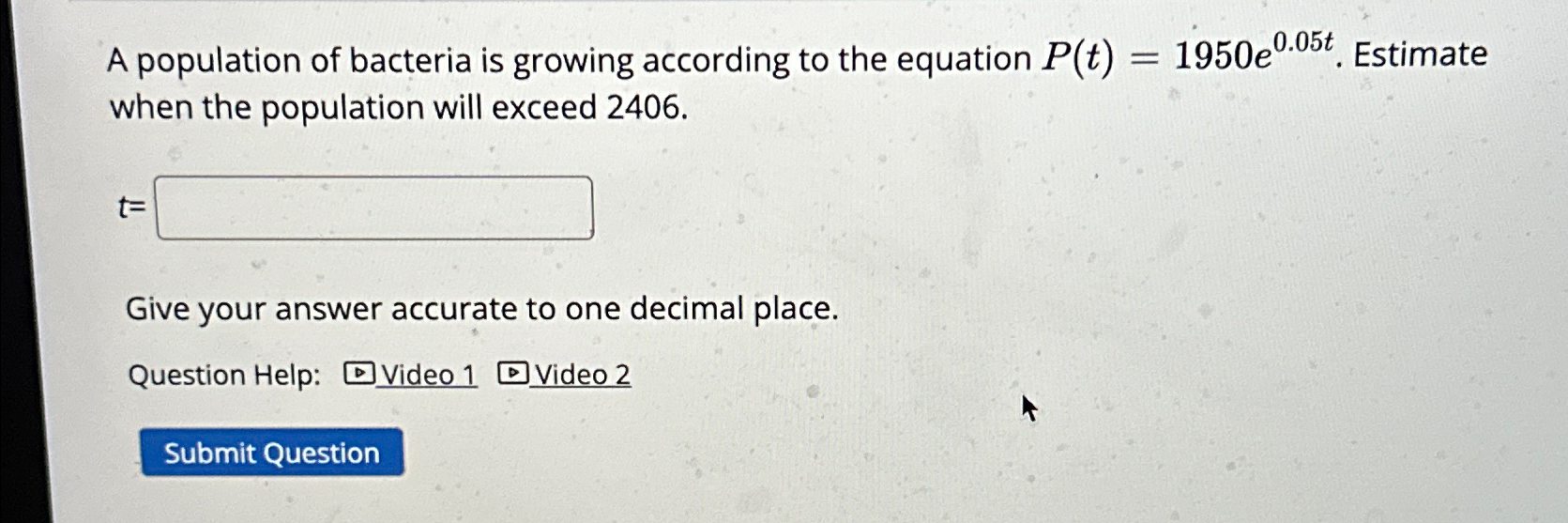 Solved A population of bacteria is growing according to the | Chegg.com