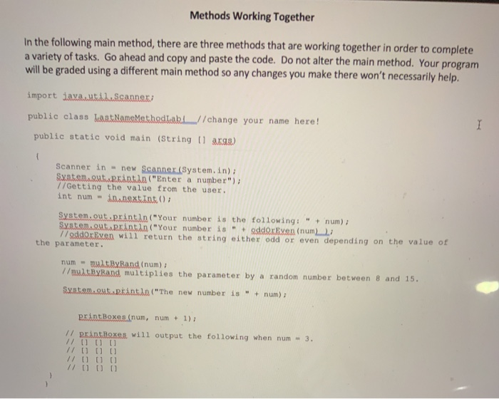 Solved Methods Working Together In the following main | Chegg.com