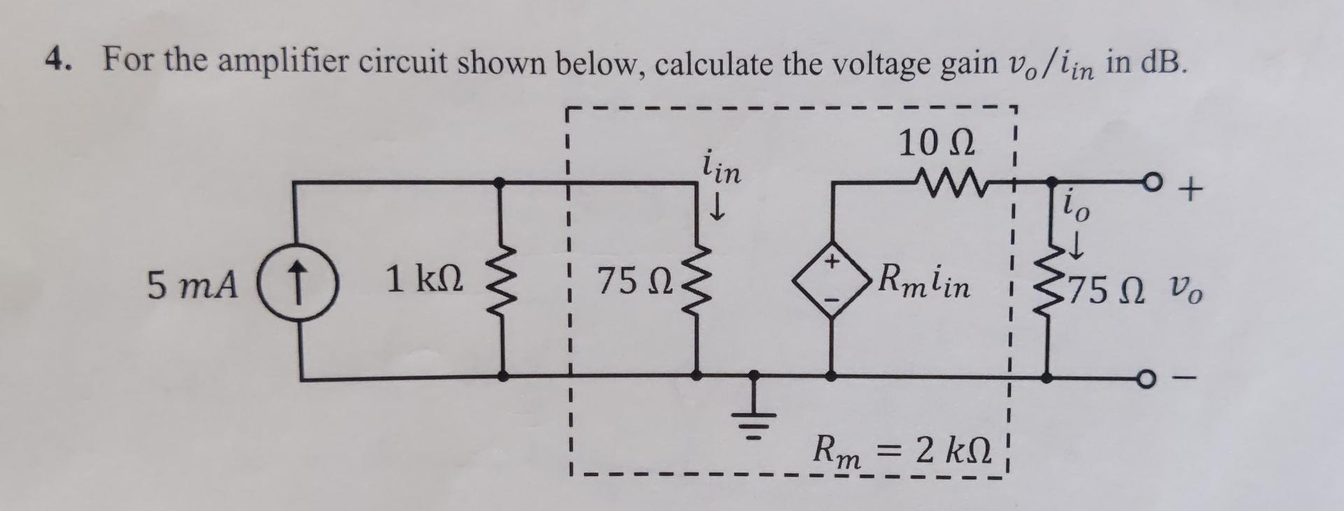 Solved For The Amplifier Circuit Shown Below, Calculate The | Chegg.com