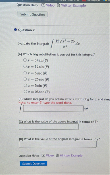 Solved Question Help:VideoWritten Example??????Question | Chegg.com