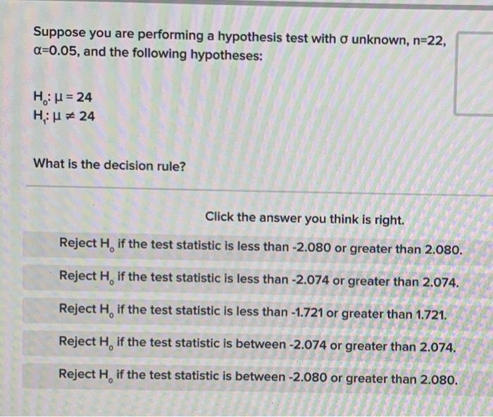 Solved Suppose you are performing a hypothesis test with o | Chegg.com