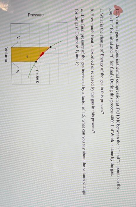 Solved 12. An ideal gas undergoes isothermal compression at | Chegg.com