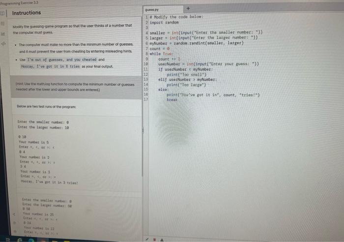 Solved Programming Exercise 13 LO Tasks HEY Modify the code | Chegg.com