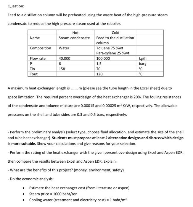 Solved Question Feed to a distillation column will be