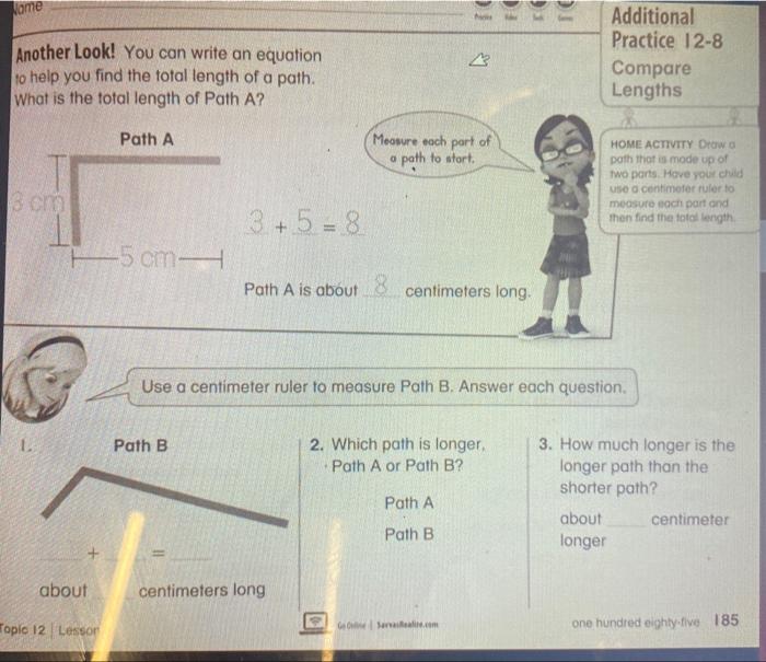 Use a centimeter ruler to measure Path B. Answer each | Chegg.com