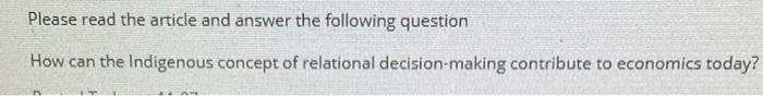 Solved Please read the article and answer the following | Chegg.com