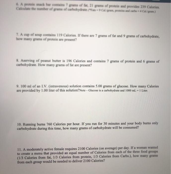 2 Calculate The Number Of Calories In A 3 Ounce Chegg Com