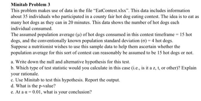 Solved Minitab Problem 3 This problem makes use of data in | Chegg.com