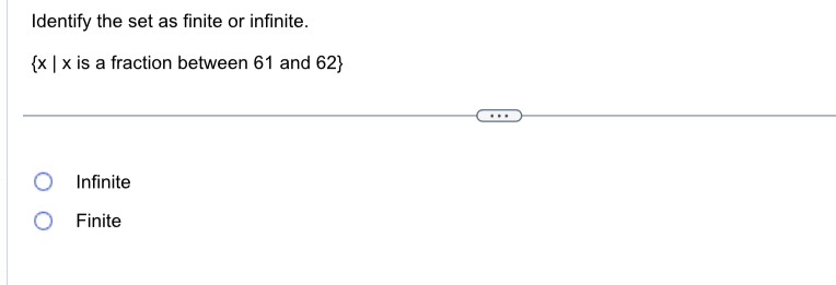Solved Identify the set as finite or infinite. ﻿is a | Chegg.com