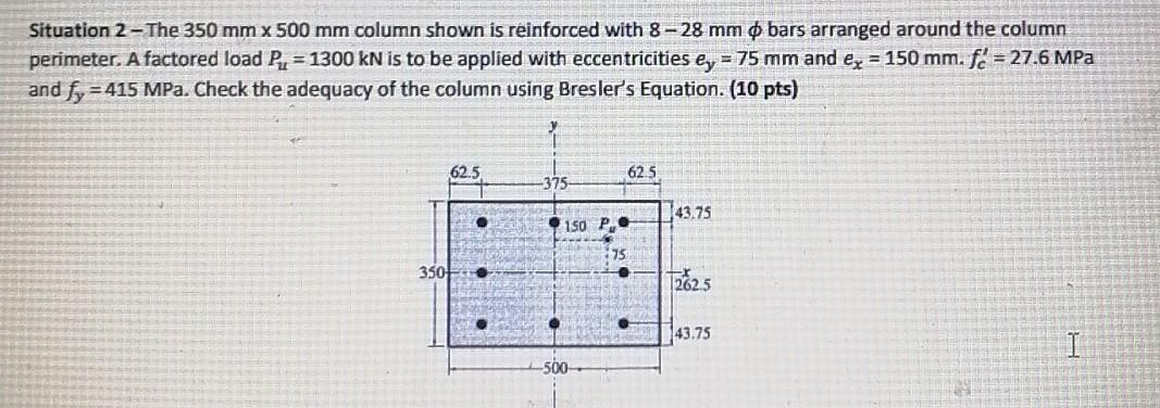 Solved Situation 2 - The 350 mm x 500 mm column shown is | Chegg.com