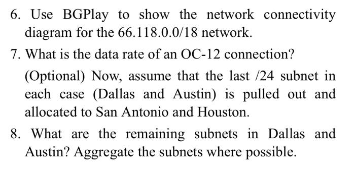 6. Use BGPlay to show the network connectivity | Chegg.com