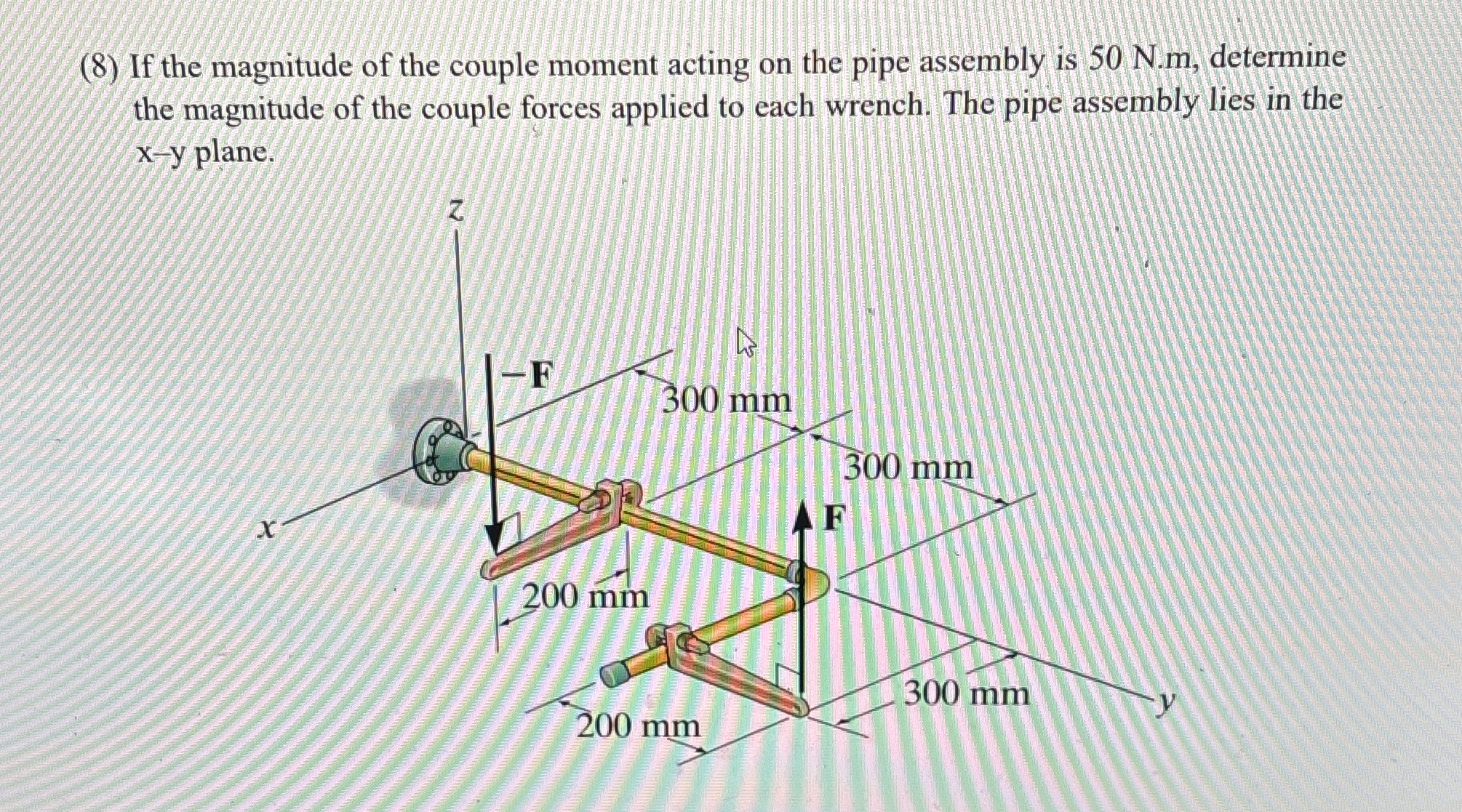 Solved (8) ﻿If the magnitude of the couple moment acting on | Chegg.com