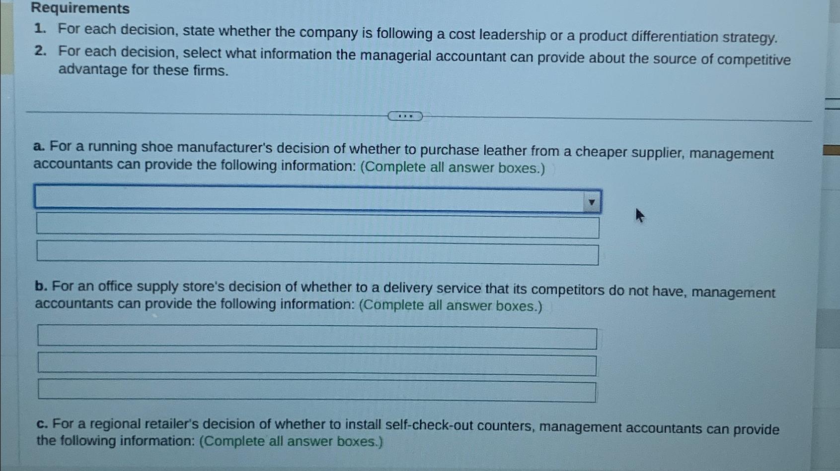 Solved RequirementsFor each decision, state whether the | Chegg.com