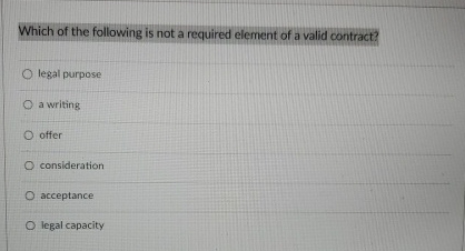 Solved Which of the following is not a required element of a | Chegg.com