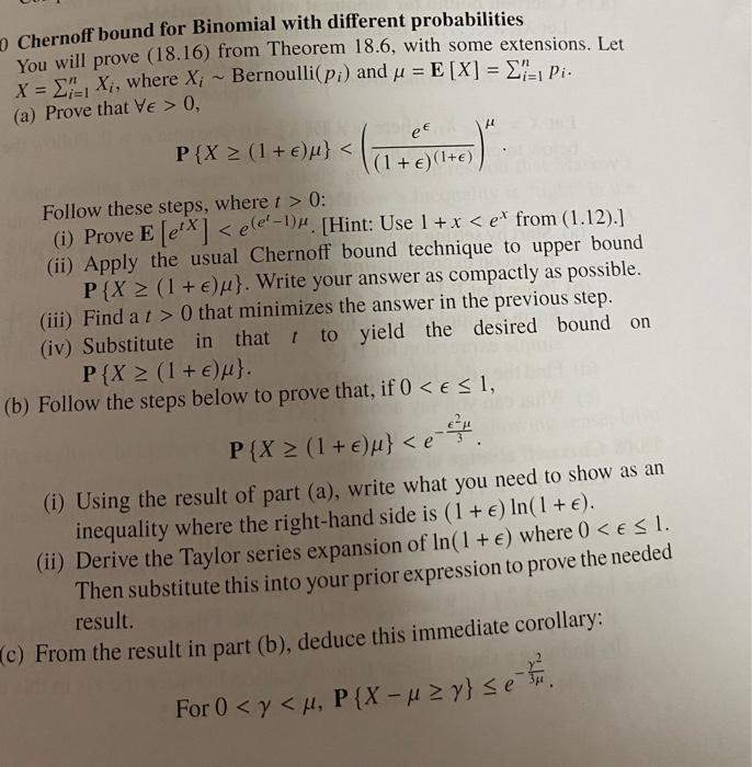 Solved Chernoff bound for Binomial with different | Chegg.com