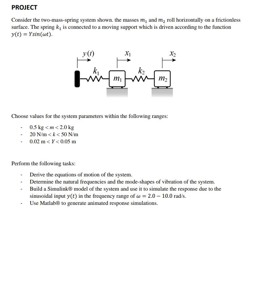 Solved PROJECT Consider The Two-mass-spring System Shown. | Chegg.com