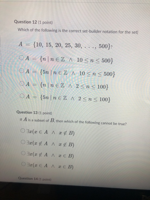 Solved Question 12 (1 point) Which of the following is the | Chegg.com