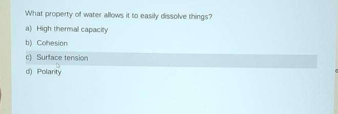 what property of water allows it to easily dissolve things quizlet