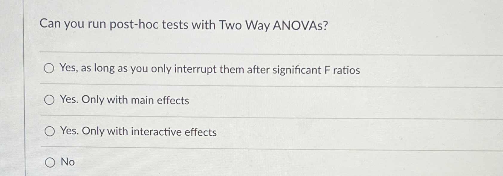 can you run post hoc tests with two way anovas