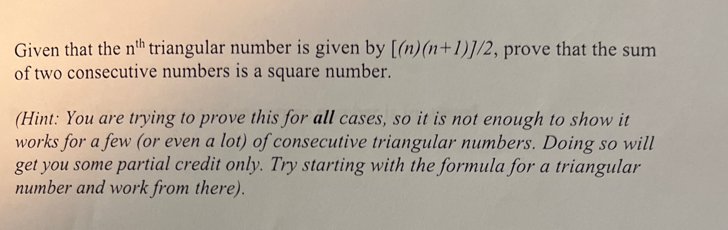 Solved Given that the nth ﻿triangular number is given by