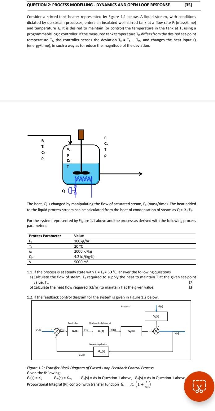 Solved Consider A Stirred-tank Heater Represented By Figure | Chegg.com