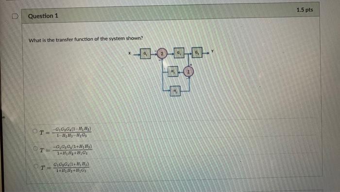 Solved 1.5 pts Question 1 What is the transfer function of | Chegg.com