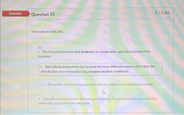 Solved Innovation rents are: - The increased land rent that | Chegg.com